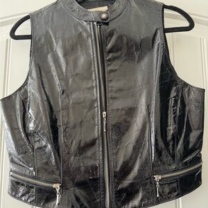 Emanuel Ungaro Shiny Black Leather Vest